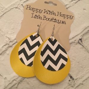 yellow/ chevron teardrop earrings